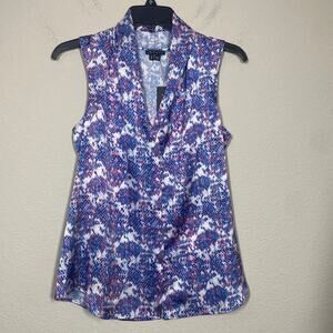 Theory Small Deronisa Glamourize Top Purple Magenta Multi Sleeveless